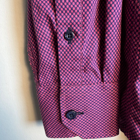 John Lennon Mens Geometric Casual Dress Shirt Fuchsia‎ Small Flip Cuffs Preppy - Picture 3 of 16